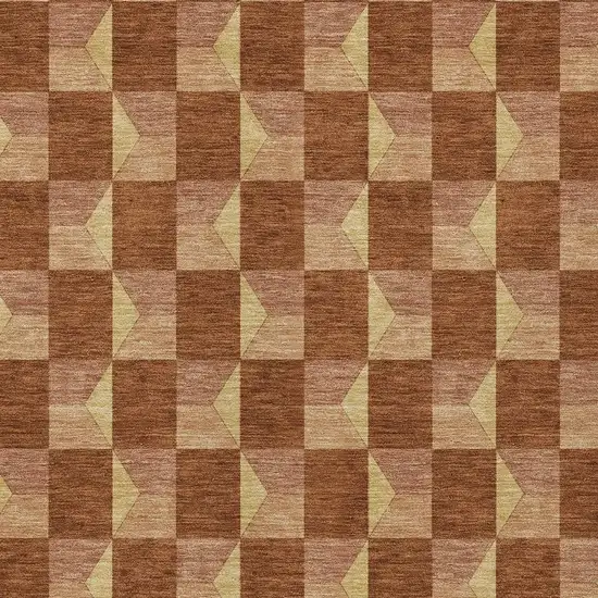 Orange And Brown Geometric Washable Indoor Outdoor Area Rug Photo 5