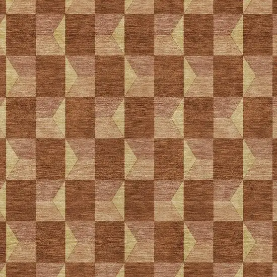 Orange And Brown Geometric Washable Indoor Outdoor Area Rug Photo 5