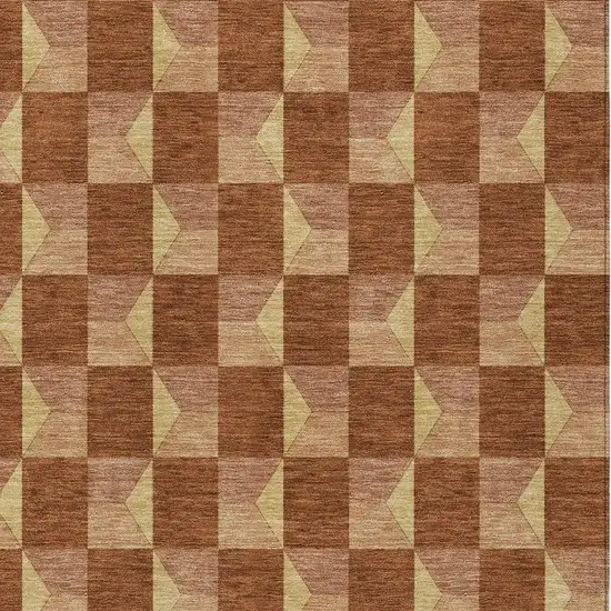 Orange And Brown Geometric Washable Indoor Outdoor Area Rug Photo 5