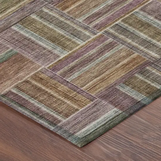 Orange And Brown Geometric Washable Indoor Outdoor Area Rug Photo 3