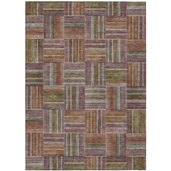 Orange And Brown Geometric Washable Indoor Outdoor Area Rug Photo 2