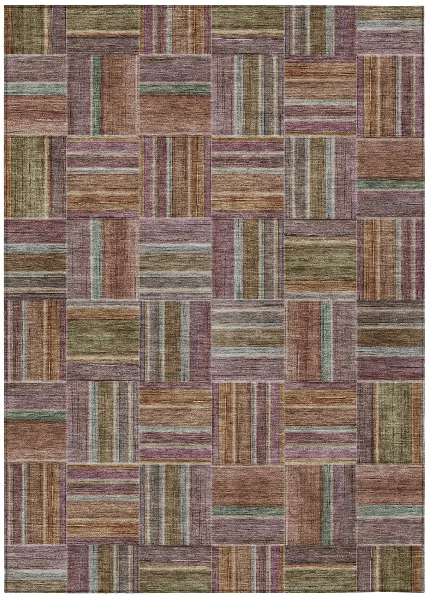 Orange And Brown Geometric Washable Indoor Outdoor Area Rug Photo 2