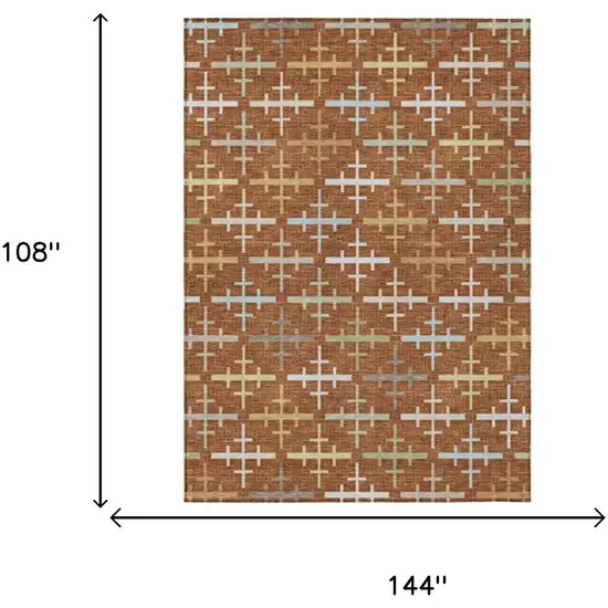 Orange And Brown Geometric Washable Indoor Outdoor Area Rug Photo 5