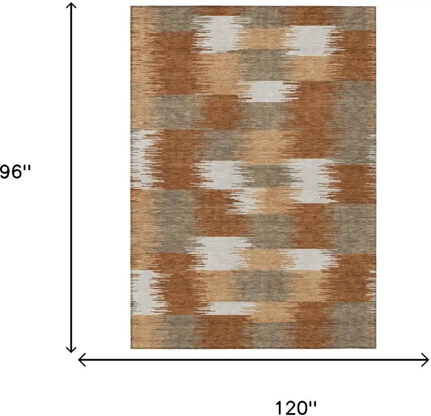 Orange And Brown Geometric Washable Indoor Outdoor Area Rug Photo 6