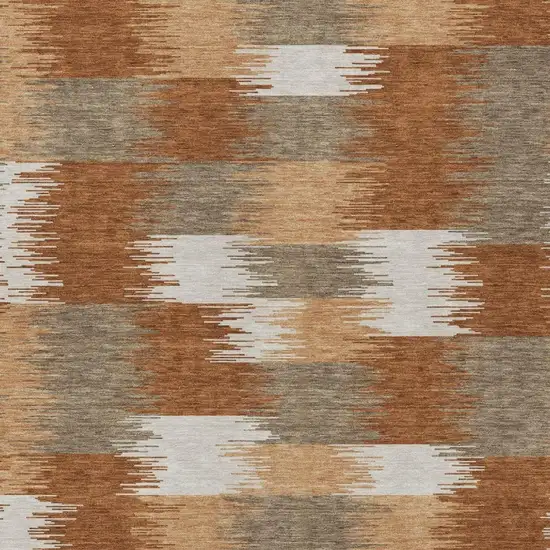 Orange And Brown Geometric Washable Indoor Outdoor Area Rug Photo 3