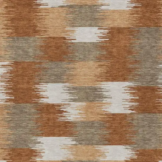 Orange And Brown Geometric Washable Indoor Outdoor Area Rug Photo 2