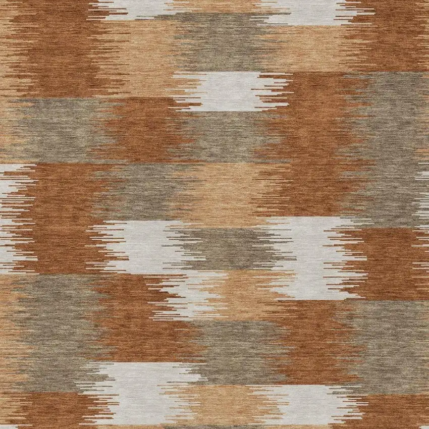 Orange And Brown Geometric Washable Indoor Outdoor Area Rug Photo 2
