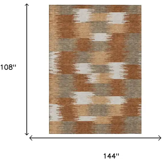 Orange And Brown Geometric Washable Indoor Outdoor Area Rug Photo 6