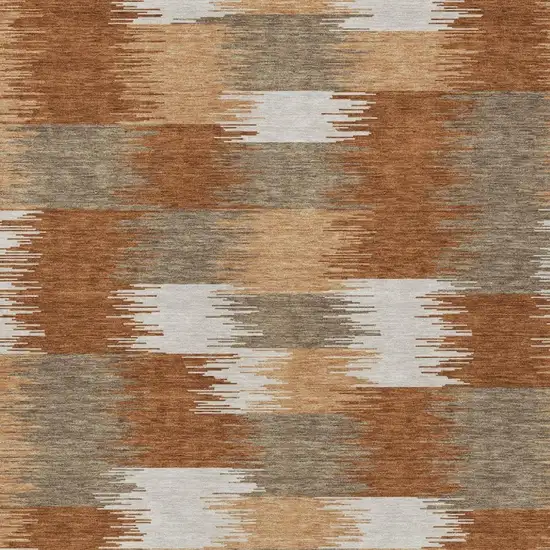 Orange And Brown Geometric Washable Indoor Outdoor Area Rug Photo 2