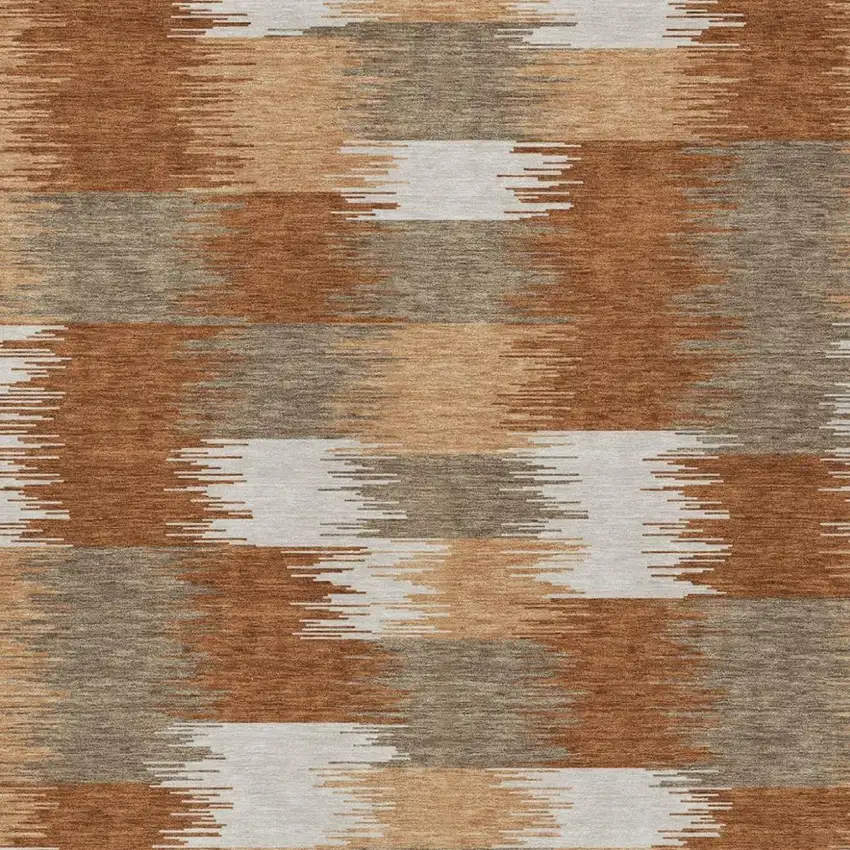 Orange And Brown Geometric Washable Indoor Outdoor Area Rug Photo 2