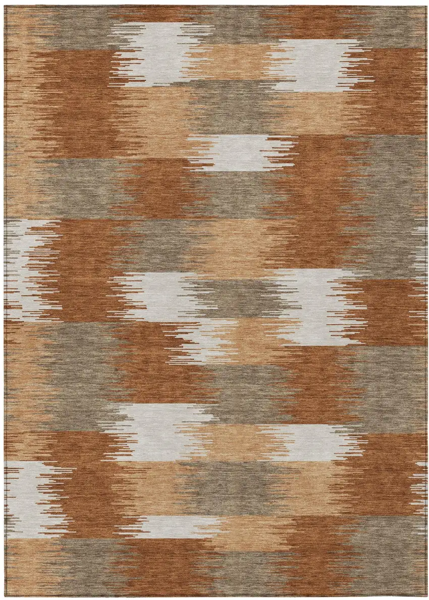 Orange And Brown Geometric Washable Indoor Outdoor Area Rug Photo 1