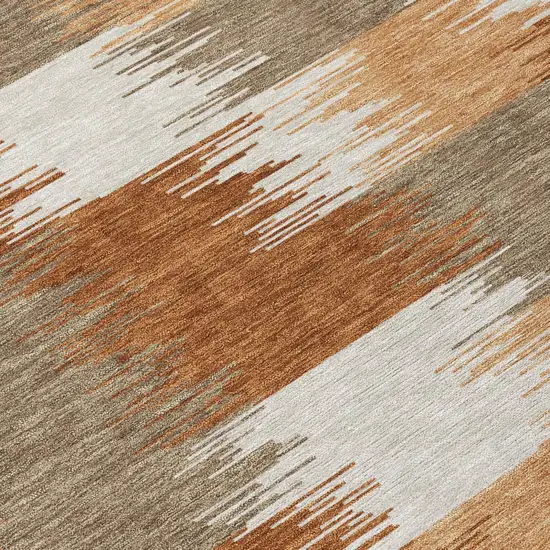 Orange And Brown Geometric Washable Indoor Outdoor Area Rug Photo 5