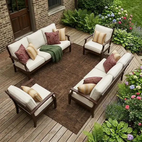 Orange And Brown Oriental Washable Indoor Outdoor Area Rug Photo 1