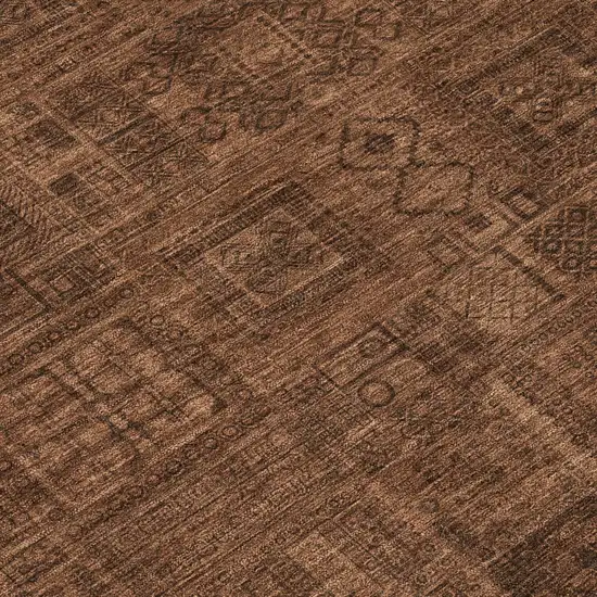 Orange And Brown Oriental Washable Indoor Outdoor Area Rug Photo 4