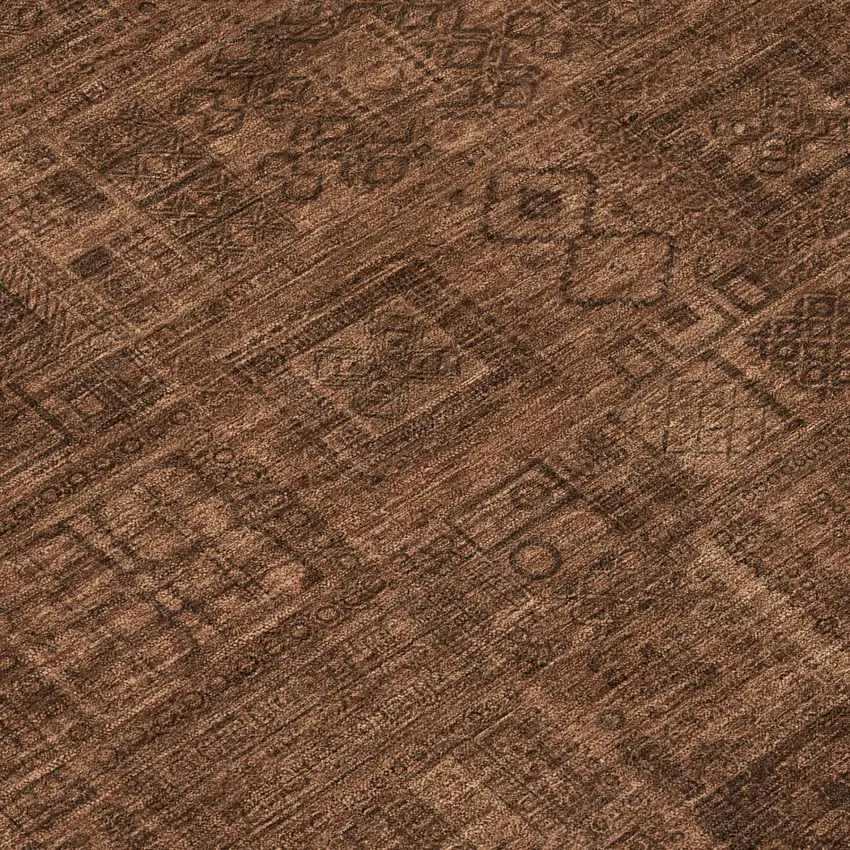 Orange And Brown Oriental Washable Indoor Outdoor Area Rug Photo 4