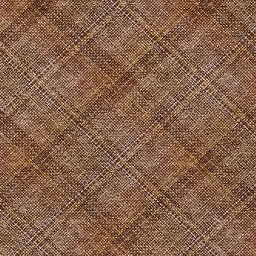 Orange And Brown Plaid Washable Indoor Outdoor Area Rug Photo 9