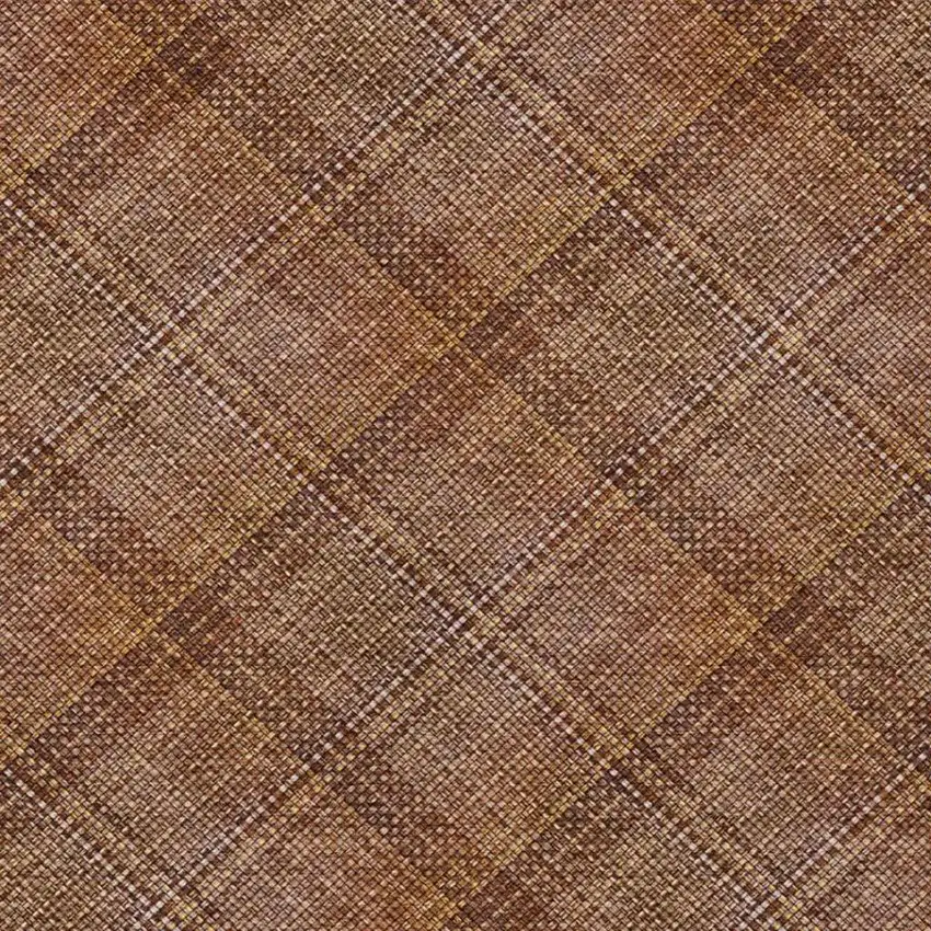 Orange And Brown Plaid Washable Indoor Outdoor Area Rug Photo 2