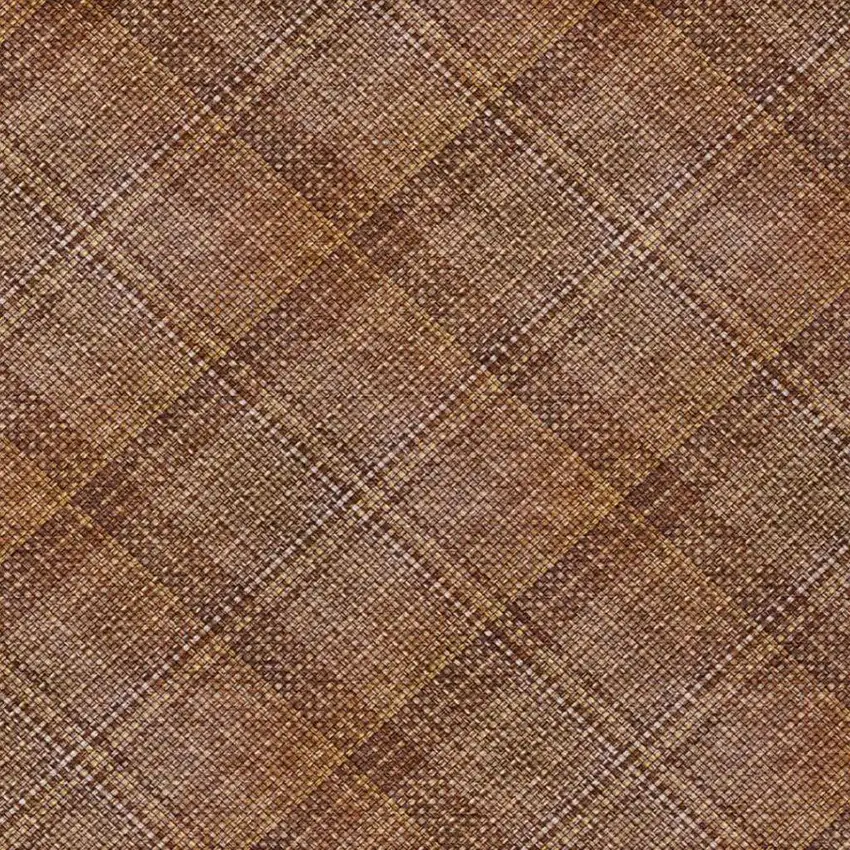 Orange And Brown Plaid Washable Indoor Outdoor Area Rug Photo 5