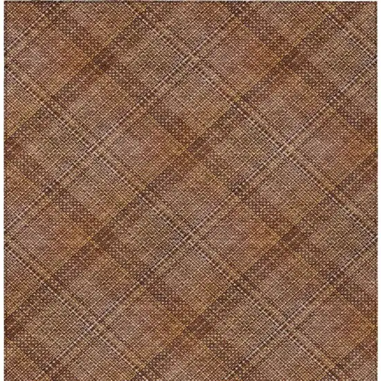 Orange And Brown Plaid Washable Indoor Outdoor Area Rug Photo 7