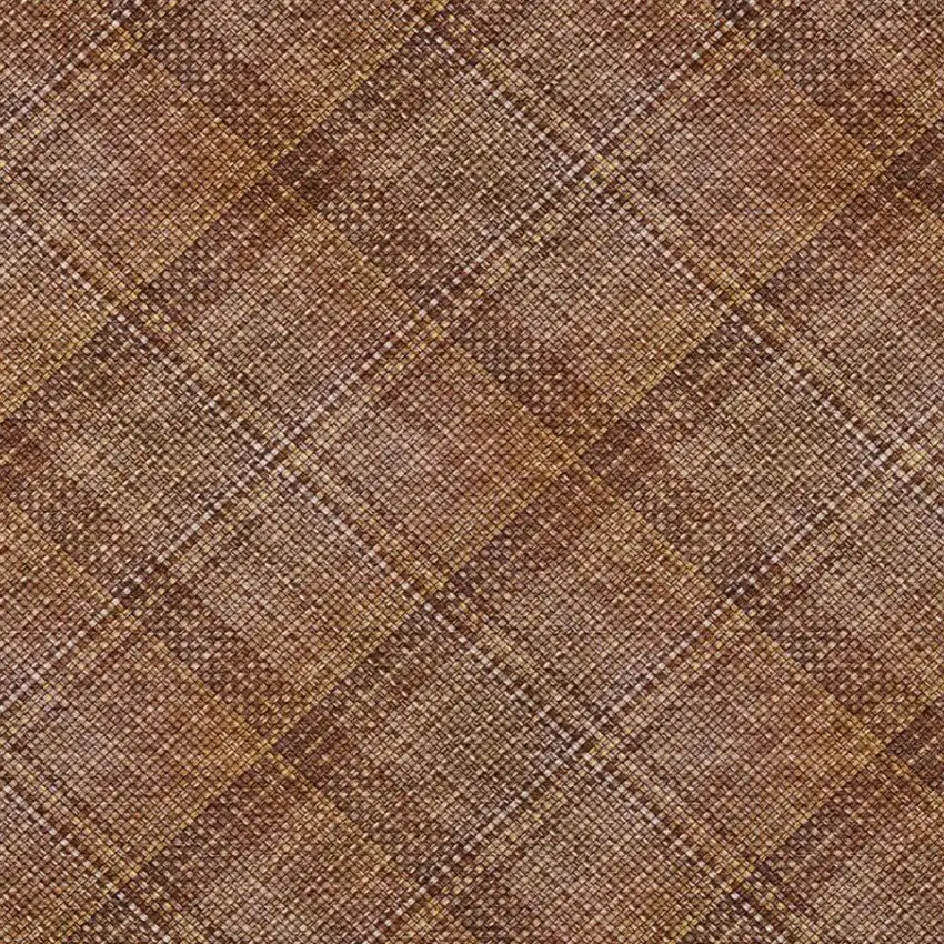 Orange And Brown Plaid Washable Indoor Outdoor Area Rug Photo 8