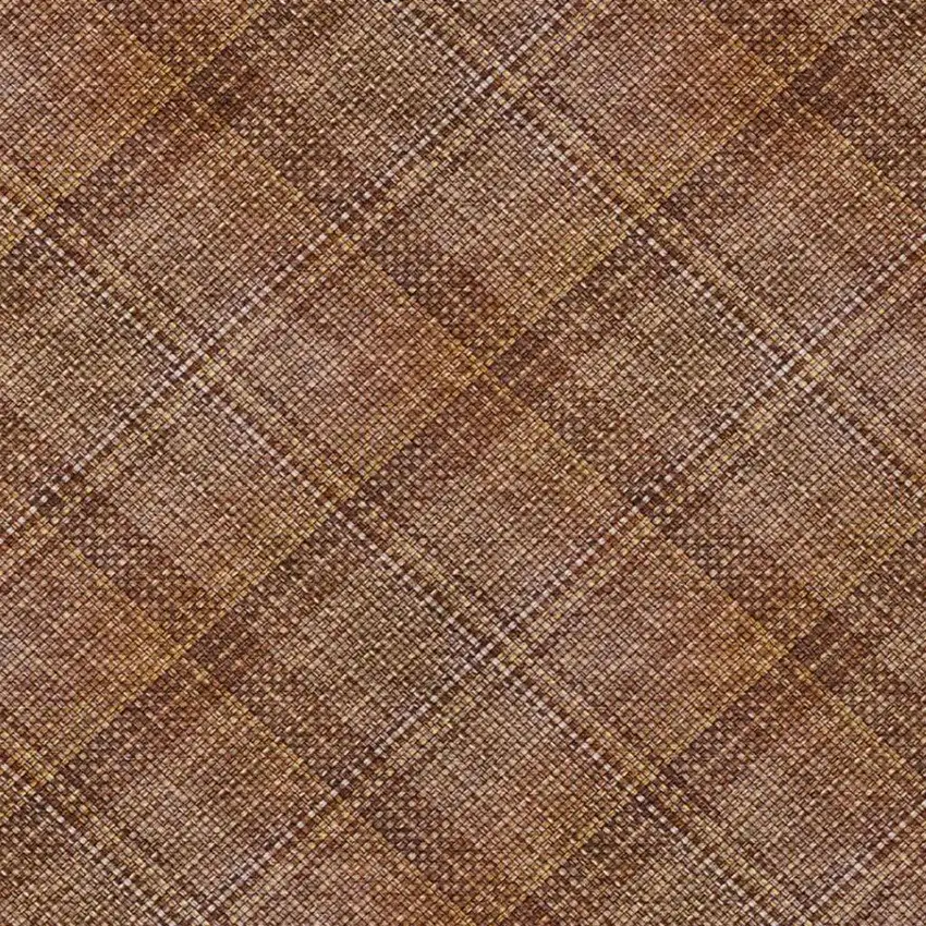 Orange And Brown Plaid Washable Indoor Outdoor Area Rug Photo 7
