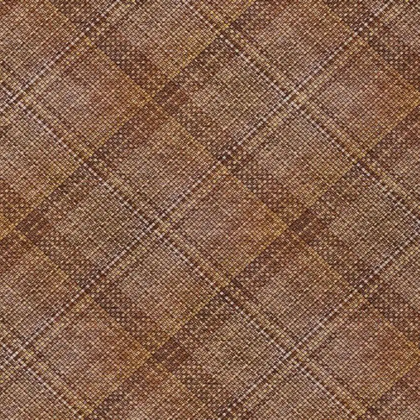 Orange And Brown Plaid Washable Indoor Outdoor Area Rug Photo 8