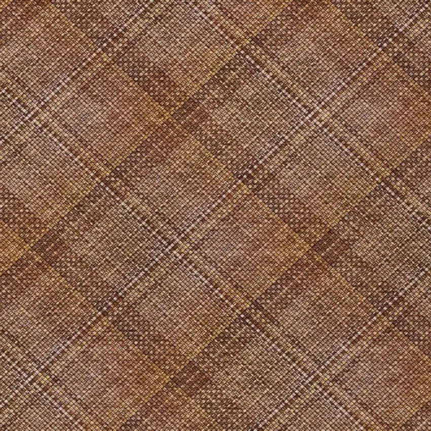 Orange And Brown Plaid Washable Indoor Outdoor Area Rug Photo 1