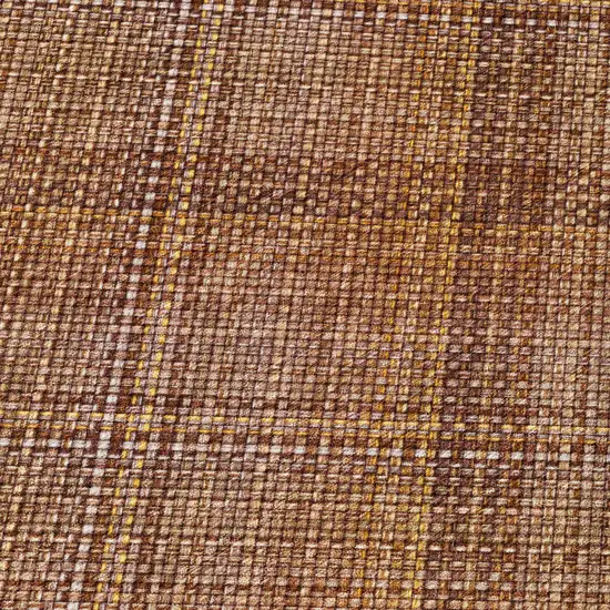 Orange And Brown Plaid Washable Indoor Outdoor Area Rug Photo 6