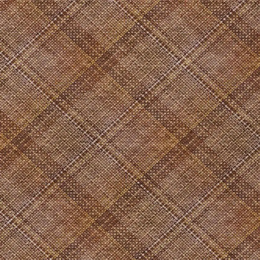 Orange And Brown Plaid Washable Indoor Outdoor Area Rug Photo 5