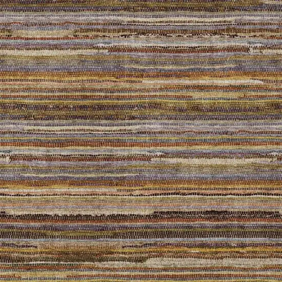 Orange And Brown Striped Washable Indoor Outdoor Area Rug Photo 3