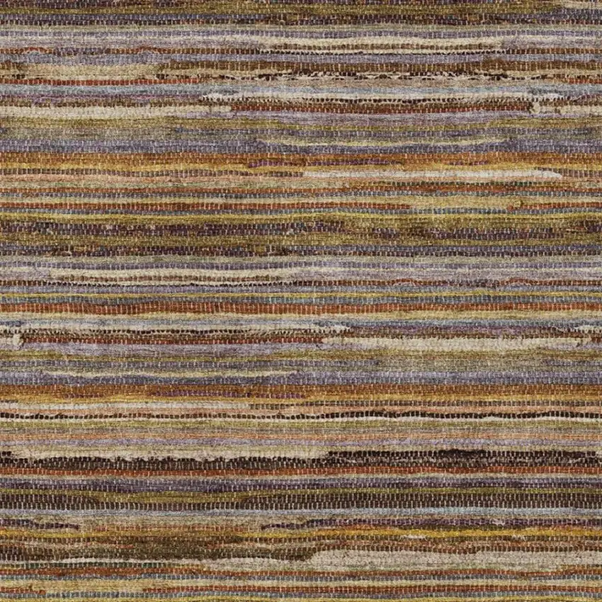 Orange And Brown Striped Washable Indoor Outdoor Area Rug Photo 3