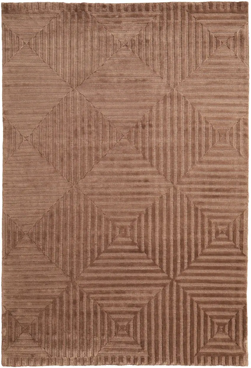 Orange And Brown Wool Geometric Hand Knotted Area Rug Photo 2