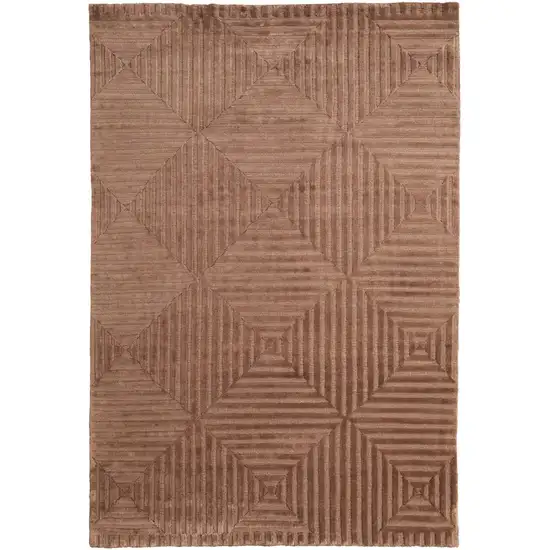 Orange And Brown Wool Geometric Hand Knotted Area Rug Photo 2
