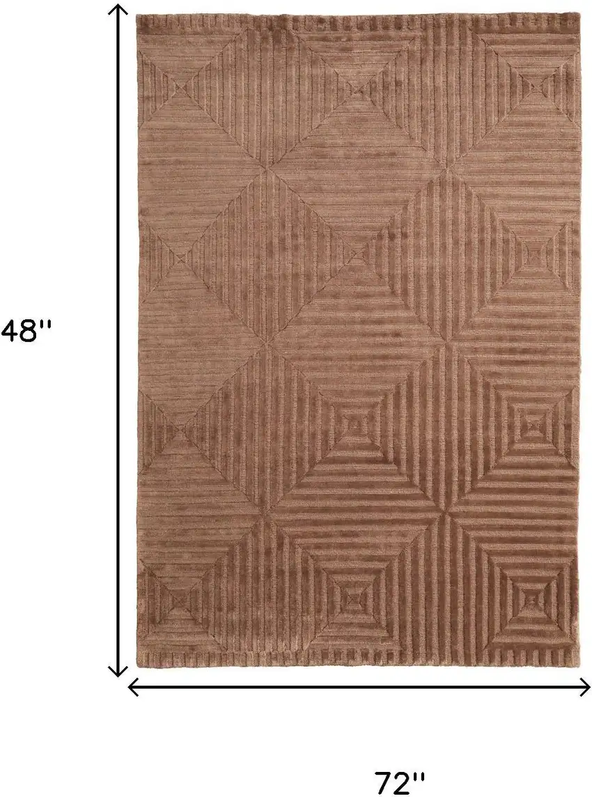 Orange And Brown Wool Geometric Hand Knotted Area Rug Photo 8
