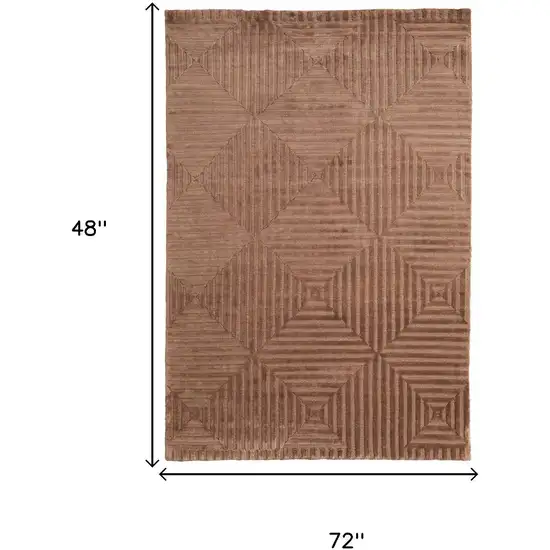 Orange And Brown Wool Geometric Hand Knotted Area Rug Photo 8