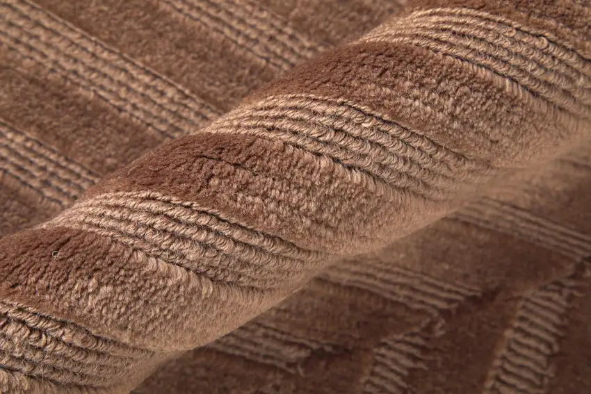 Orange And Brown Wool Geometric Hand Knotted Area Rug Photo 4
