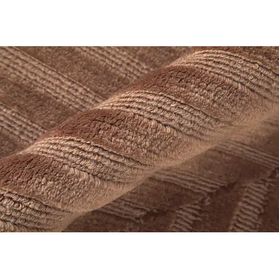 Orange And Brown Wool Geometric Hand Knotted Area Rug Photo 4