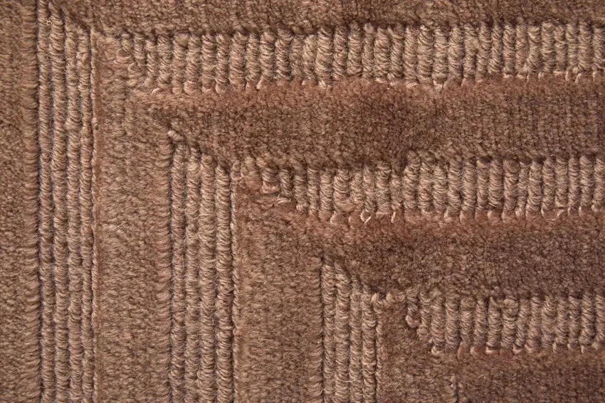 Orange And Brown Wool Geometric Hand Knotted Area Rug Photo 5