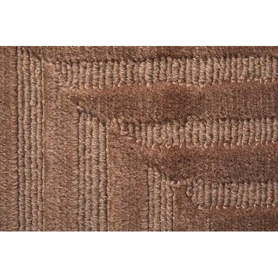 Orange And Brown Wool Geometric Hand Knotted Area Rug Photo 5