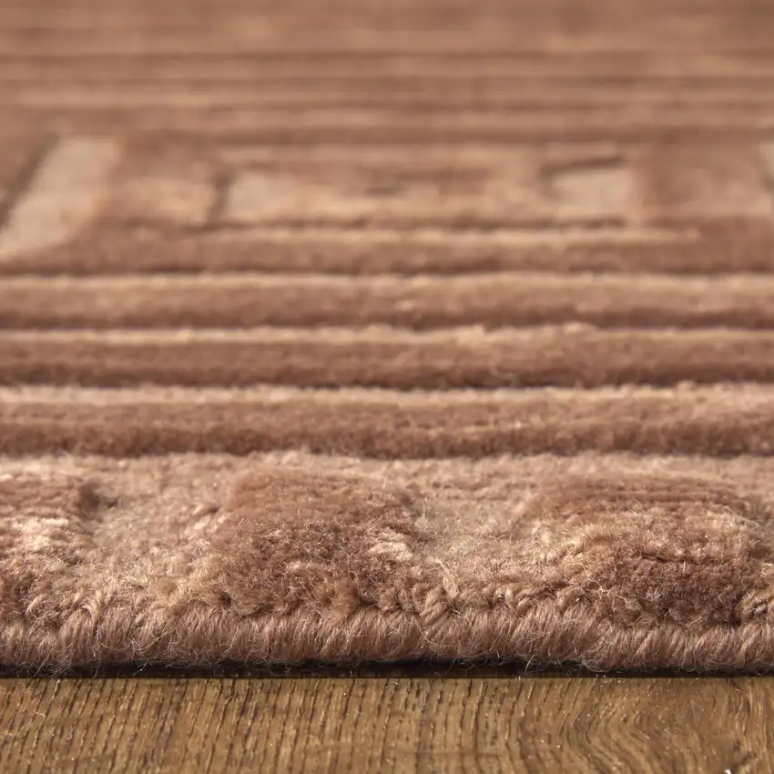 Orange And Brown Wool Geometric Hand Knotted Area Rug Photo 7