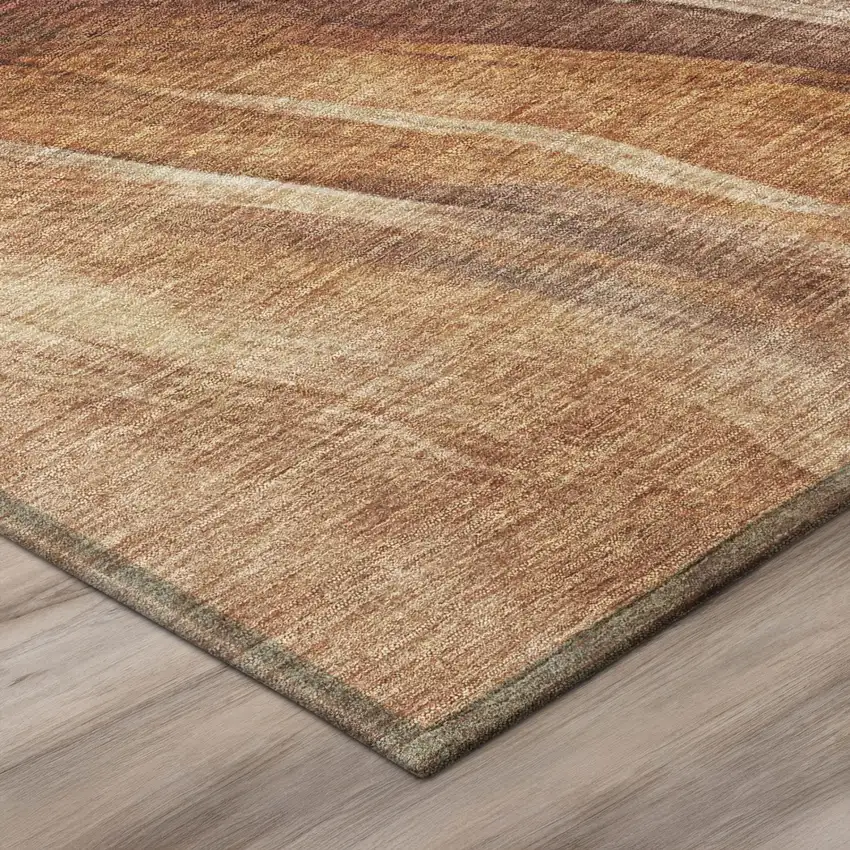 Orange And Burgundy Abstract Washable Indoor Outdoor Area Rug Photo 7