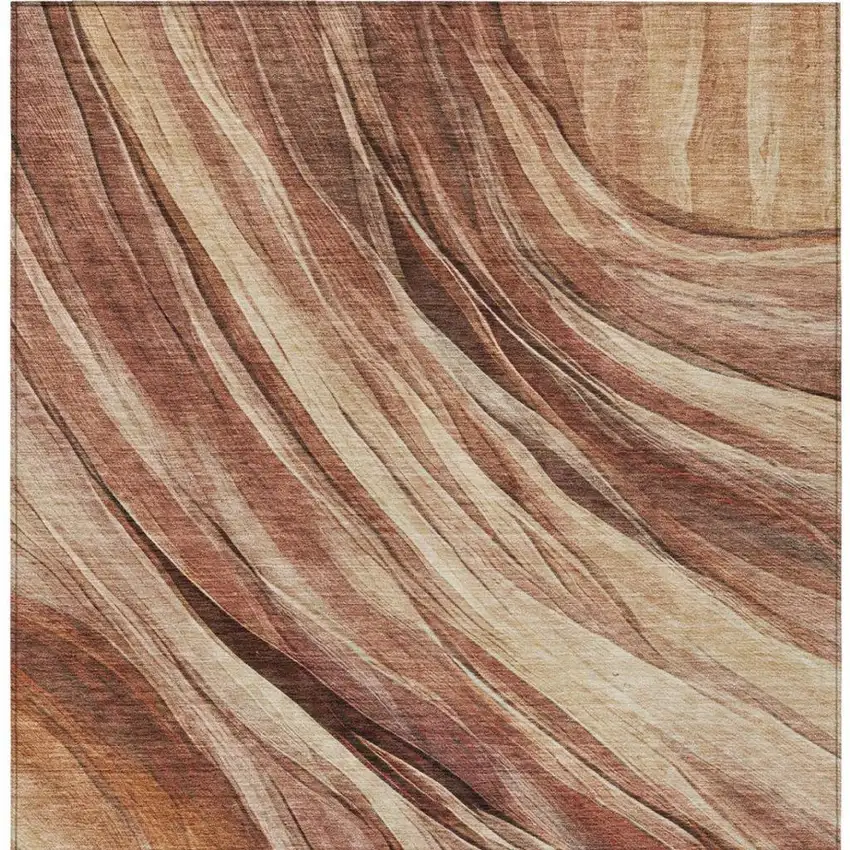 Orange And Burgundy Abstract Washable Indoor Outdoor Area Rug Photo 2