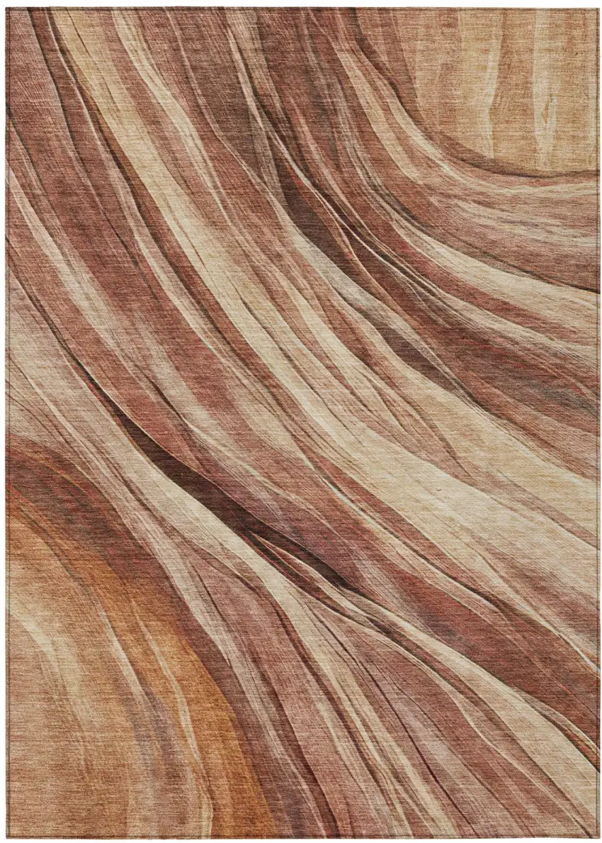 Orange And Burgundy Abstract Washable Indoor Outdoor Area Rug Photo 3