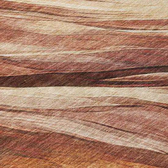 Orange And Burgundy Abstract Washable Indoor Outdoor Area Rug Photo 6