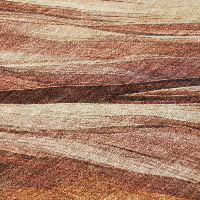 Orange And Burgundy Abstract Washable Indoor Outdoor Area Rug Photo 6