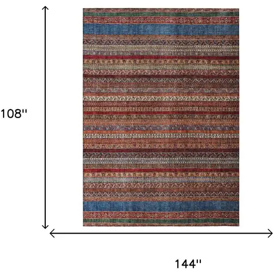 Orange And Burgundy Striped Washable Indoor Outdoor Area Rug Photo 7