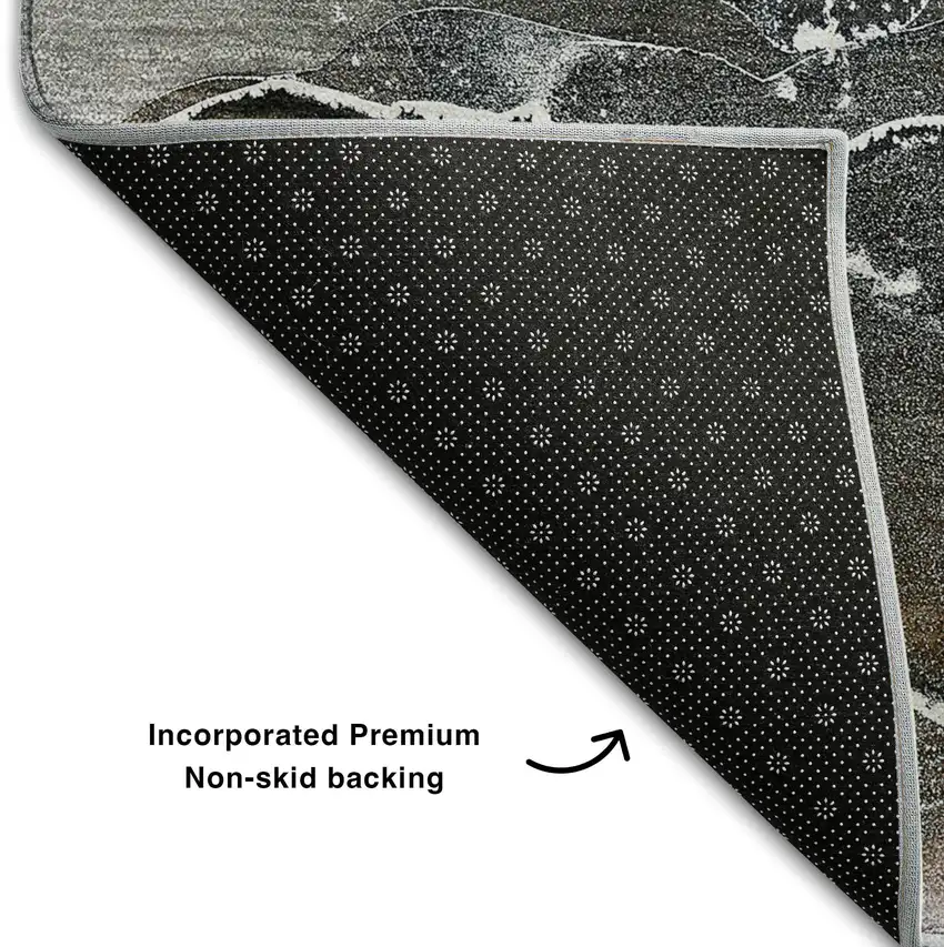 Orange And Charcoal Abstract Washable Area Rug With UV Protection Photo 8