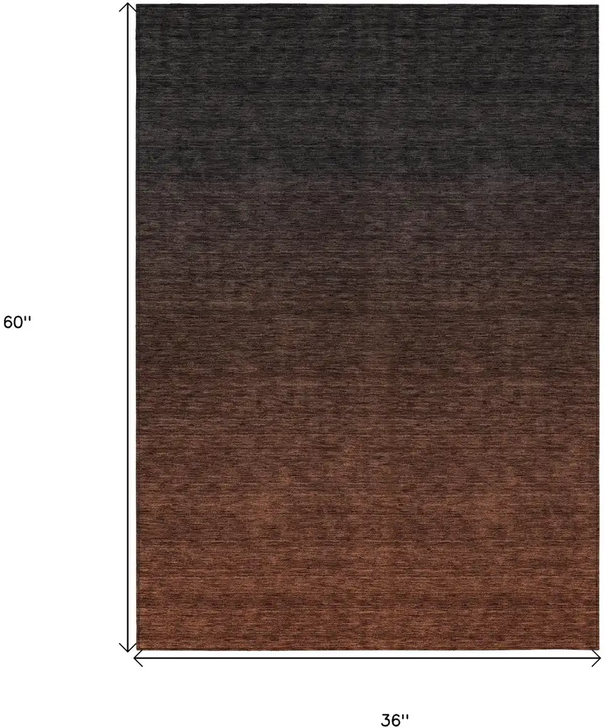 Orange And Charcoal Abstract Washable Indoor Outdoor Area Rug Photo 3