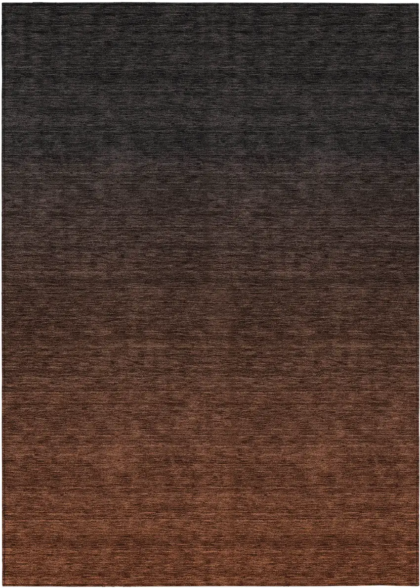 Orange And Charcoal Abstract Washable Indoor Outdoor Area Rug Photo 2