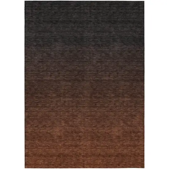Orange And Charcoal Abstract Washable Indoor Outdoor Area Rug Photo 2